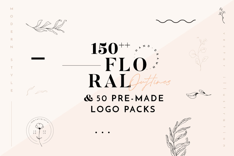 floral-outline-illustration-amp-logo-pack
