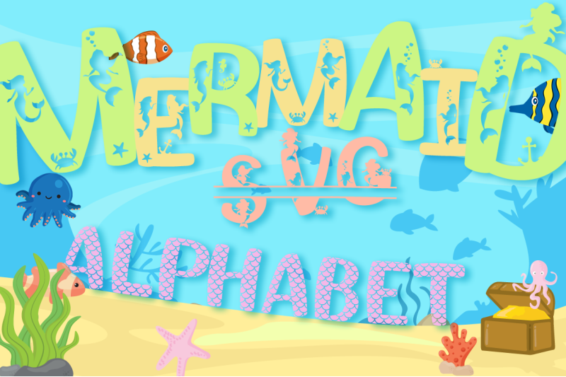 Download Mermaid Alphabet SVG and Split Letters SVG Cut Files Pack ...