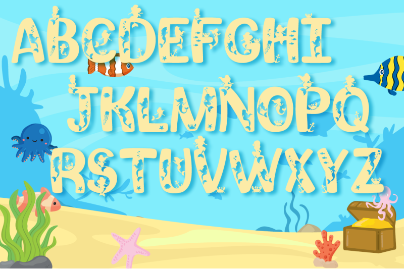 Mermaid Alphabet SVG and Split Letters SVG Cut Files Pack ...