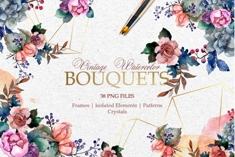 bouquets-vintage-flower-watercolor-png