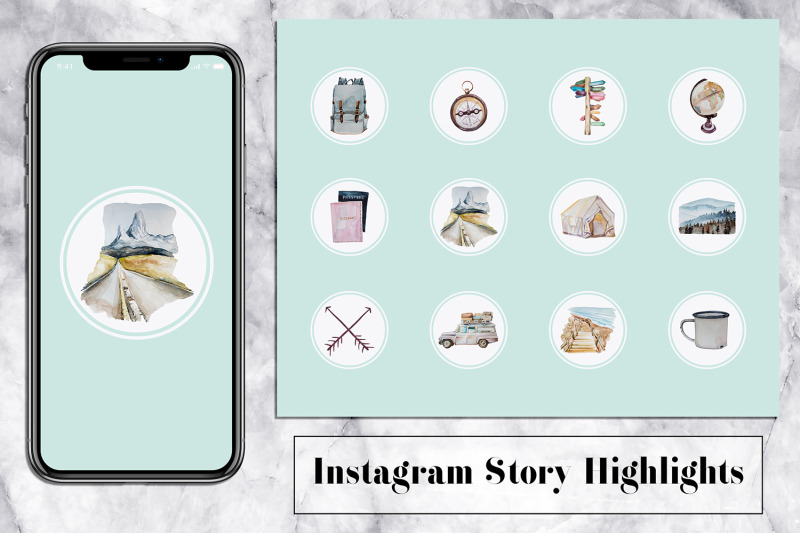 trip-instagram-story-icons-mint-amp-watercolor