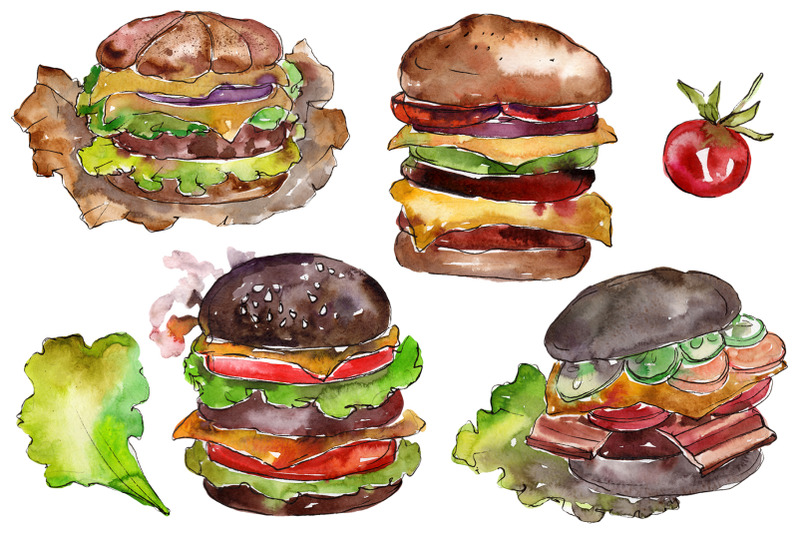 hamburger-black-crunchy-watercolor-png