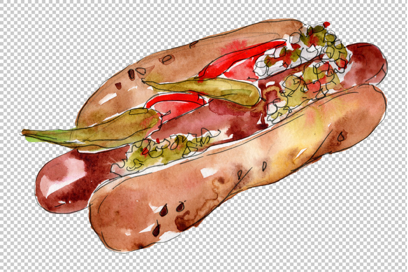 korean-hot-dog-watercolor-png