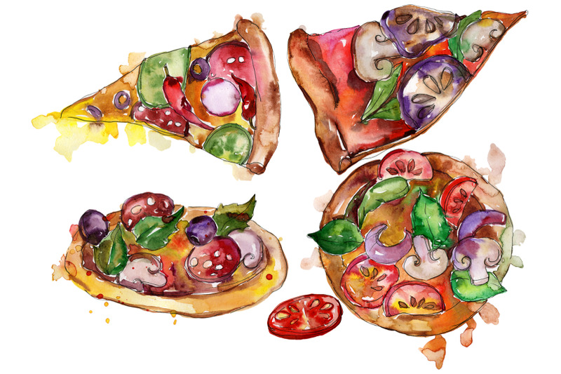 pizza-margherita-watercolor-png