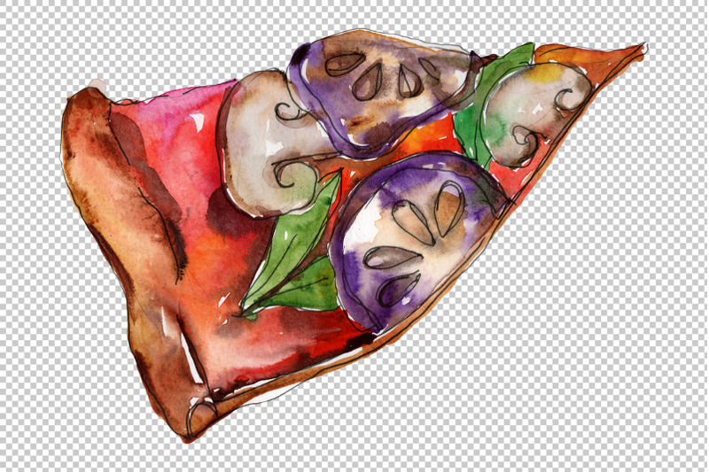 pizza-margherita-watercolor-png