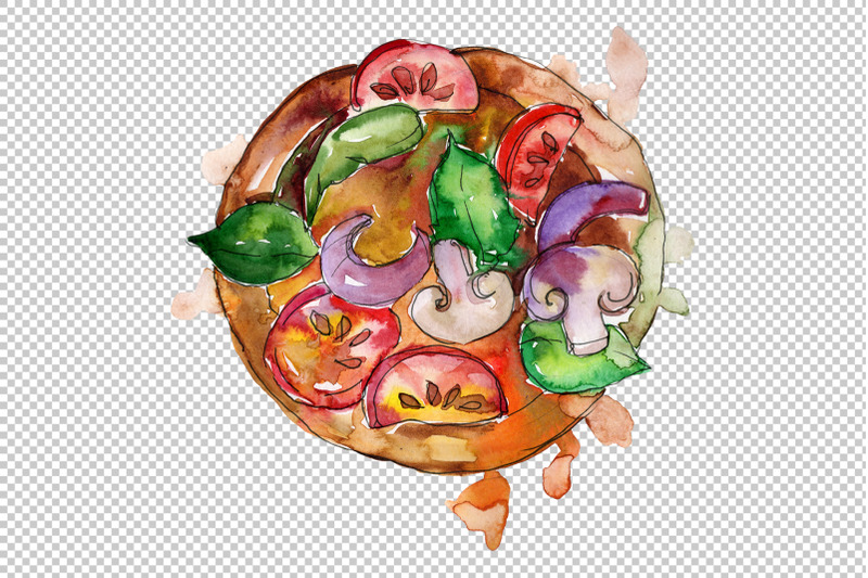 pizza-margherita-watercolor-png