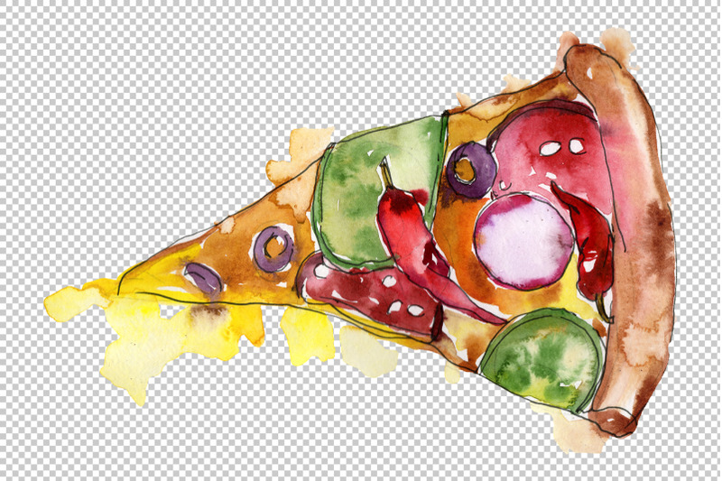 pizza-margherita-watercolor-png