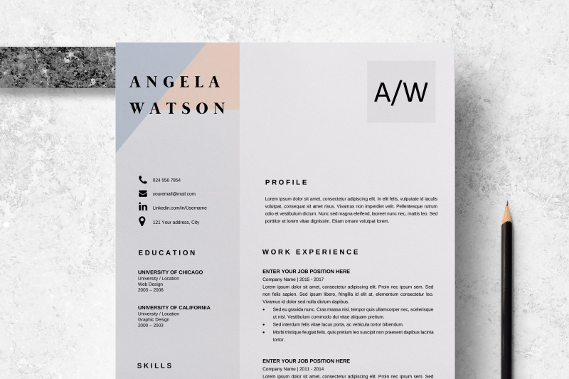professional-cv-template-word-professional-cv-design-angela