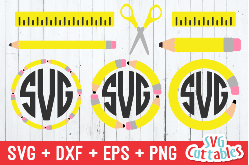 Download Pencil Bundle | Teacher Monogram Frames | SVG Cut File By ...