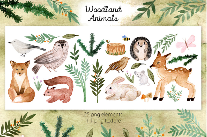 woodland-animals-patterns-cliparts