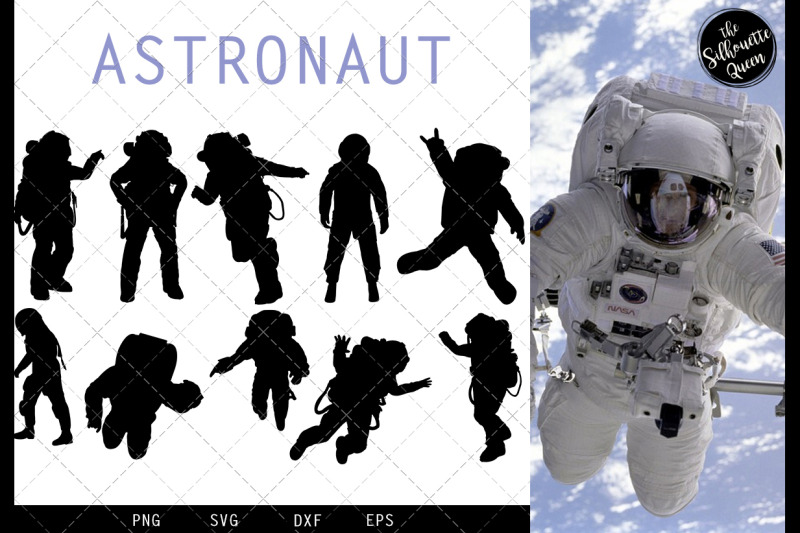Astronaut svg file, svg cut file, silhouette studio, cricut design spa By The Silhouette Queen ...