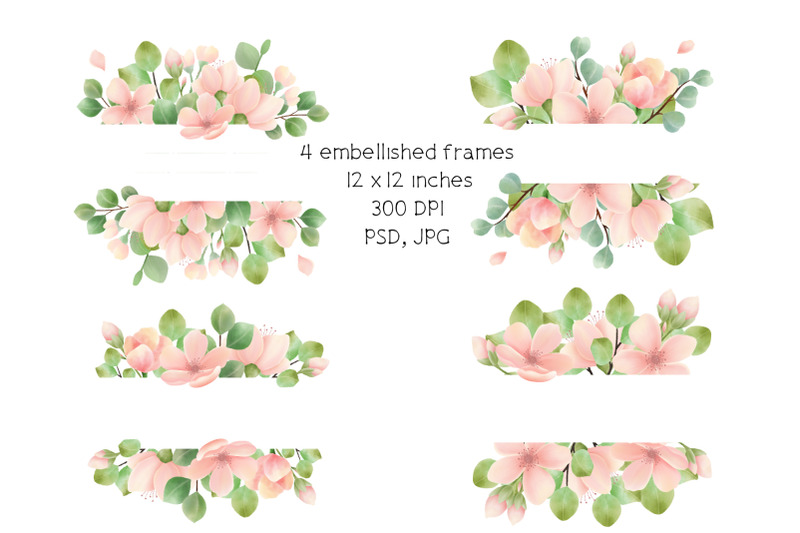 watercolor-pink-flowers-set