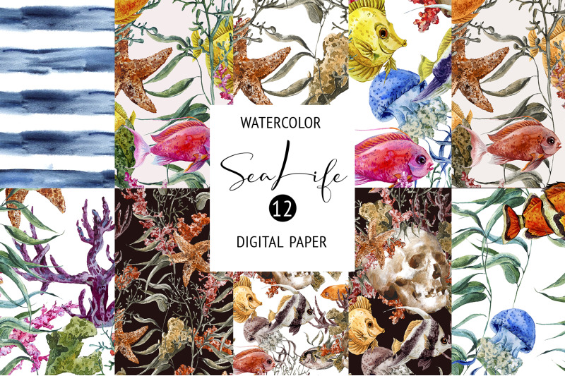 watercolor-sea-life-digital-paper