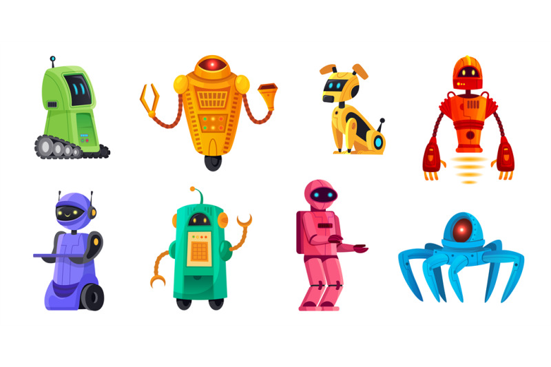 cartoon-robots-robotics-bots-robot-pet-and-robotic-android-bot-chara