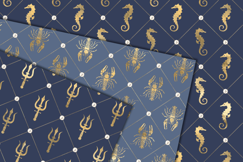 blue-and-gold-nautical-digital-paper