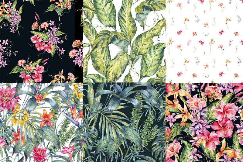 watercolor-summer-tropical-floral-pattern