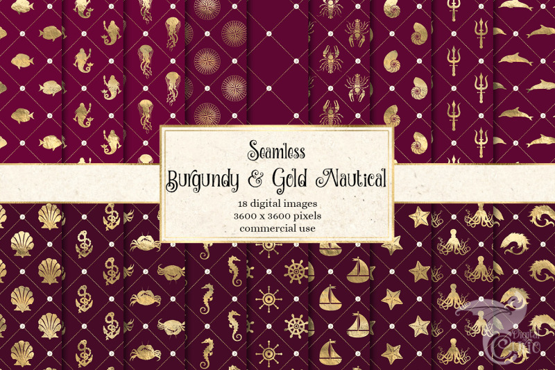 burgundy-and-gold-nautical-digital-paper