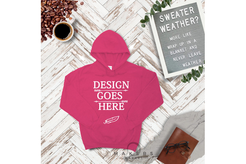 Download Hoodie Mock Up Gildan 18500 Sweaters 27 Mockups Hooded Sweater Down By The Makers Market Thehungryjpeg Com PSD Mockup Templates