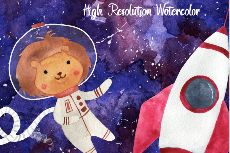 space-animals-watercolor-clipart