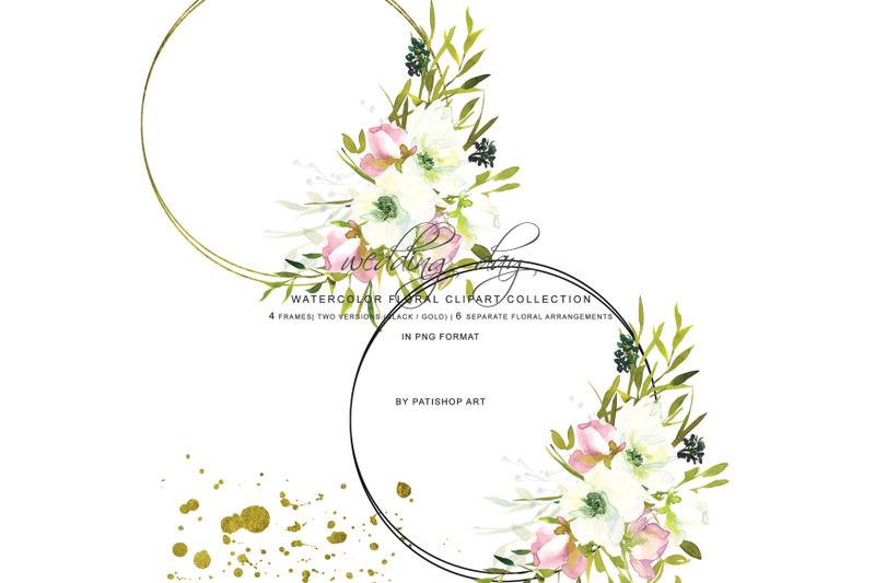 watercolor-rose-clipart-floral-frame-collection