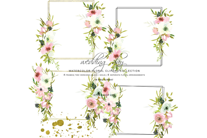 watercolor-rose-clipart-floral-frame-collection