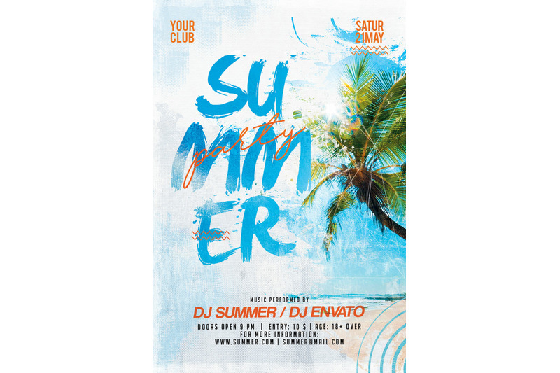 Summer Party Flyer By Artolus Thehungryjpeg Com
