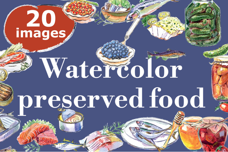 watercolor-preserved-food