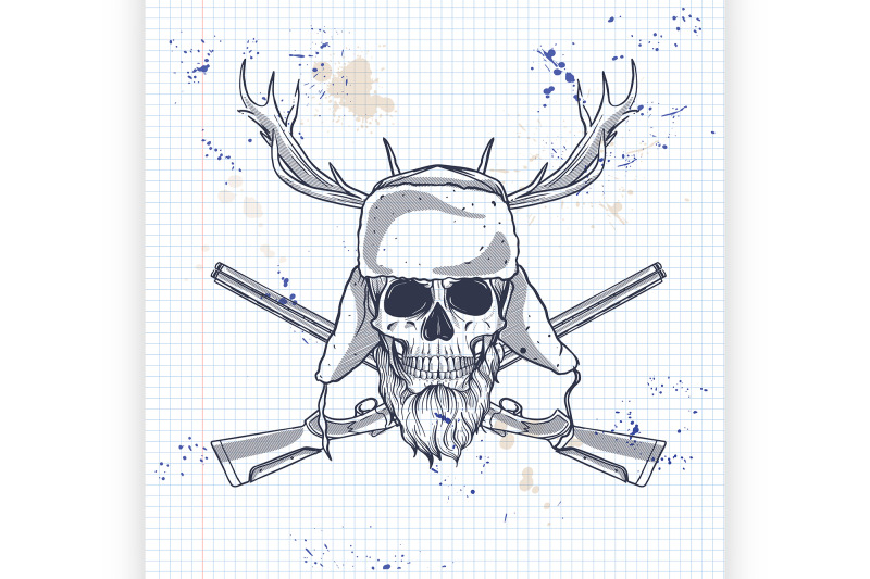 hand-drawn-hunter-skull