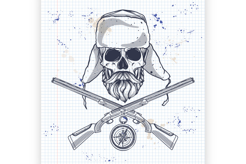 hand-drawn-hunter-skull