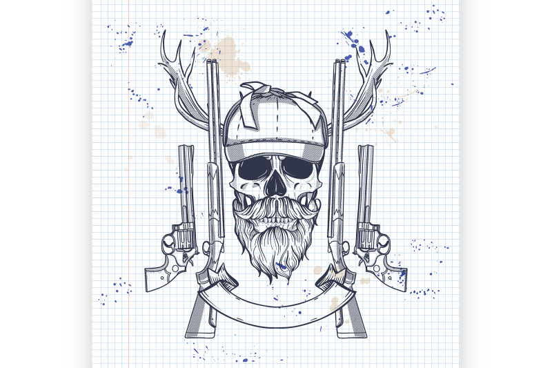 hand-drawn-hunter-skull