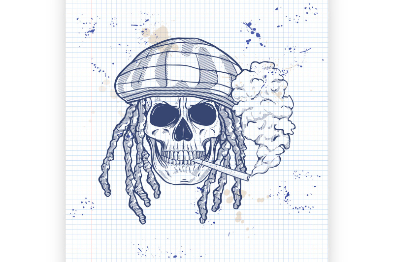 sketch-skull-with-dreadlocks