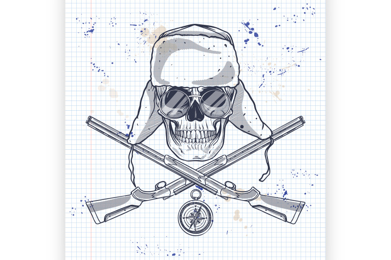 hand-drawn-hunter-skull