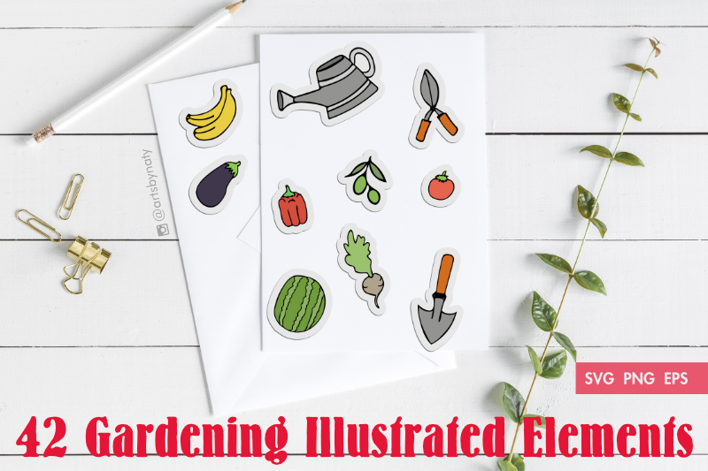 gardening-illustrated-elements-bundle-with-fruits-and-veggies