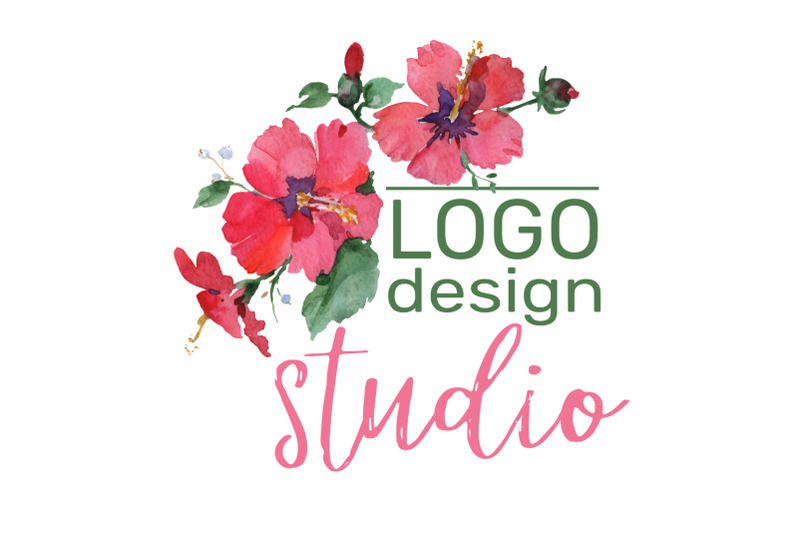 logo-with-red-hibiscus-and-bluebells-watercolor-png