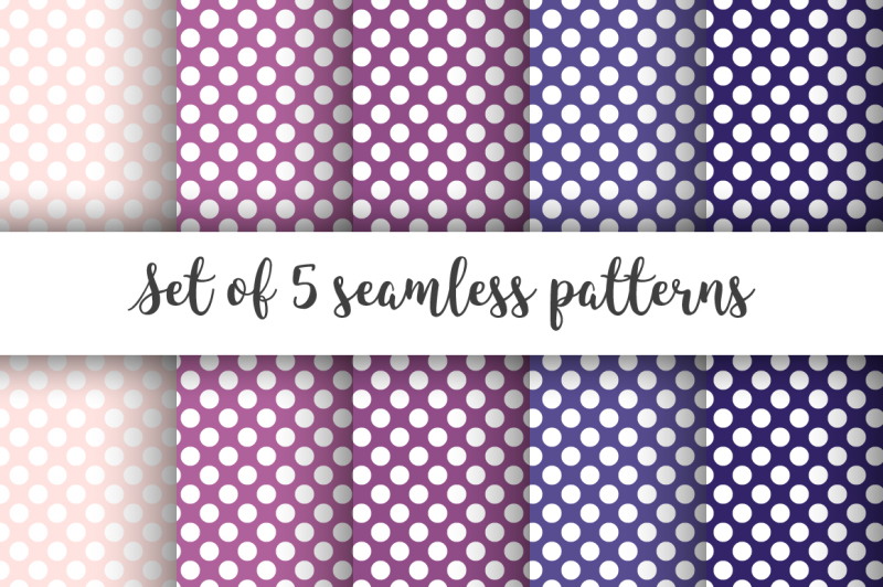 set-of-5-purple-polka-dots-seamless-patterns