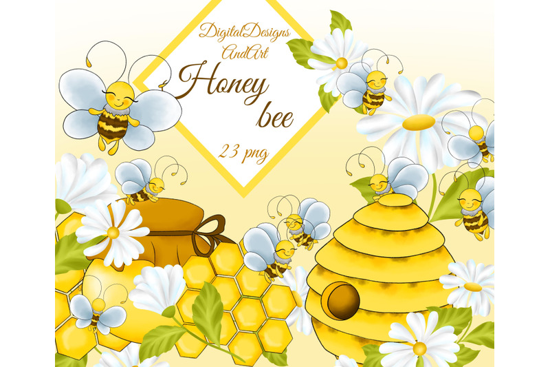 Sweet bee clipart By DigitalDesignsAndArt | TheHungryJPEG.com