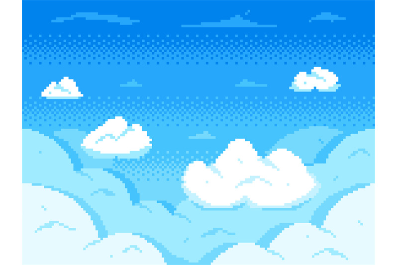 pixel-art-sky-clouds-8-bit-skyline-retro-video-game-cloud-landscape