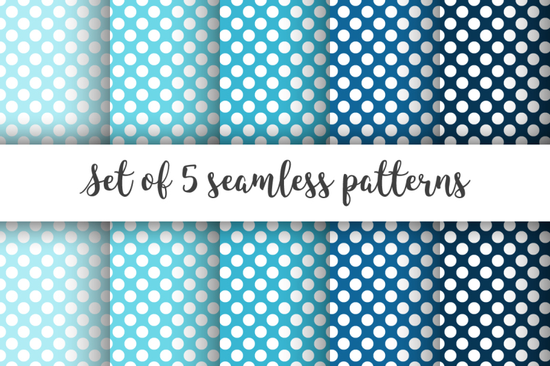 set-of-5-blue-polka-dots-seamless-patterns