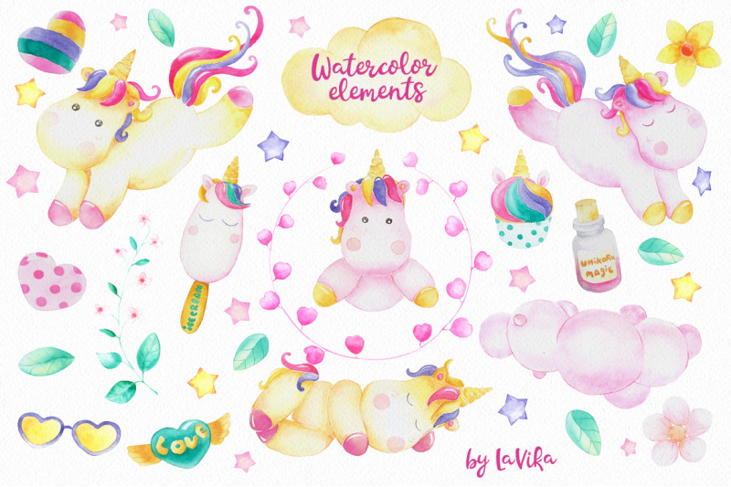 unicorn-party-watercolor-collection