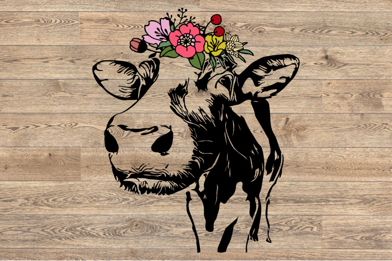 Download Heifer Svg Cow Floral Please Bandana Crazy Flower Roses Svg 1396s By Hamhamart Thehungryjpeg Com