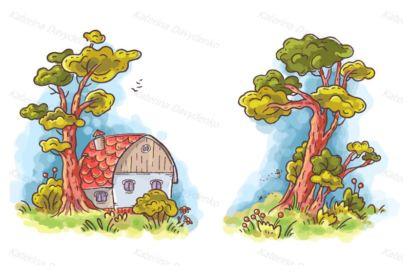 cartoon-house-in-the-woods
