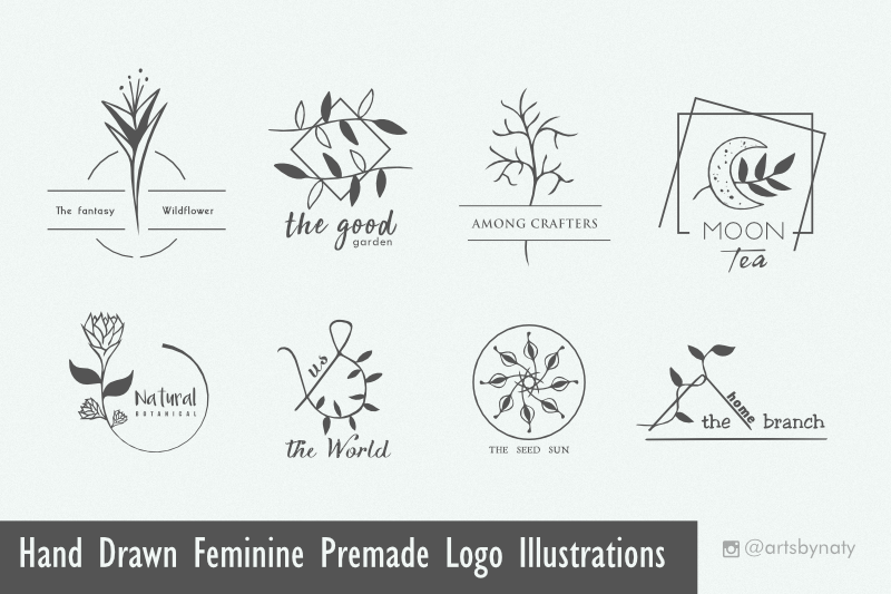 hand-drawn-feminine-premade-logo-illustrations