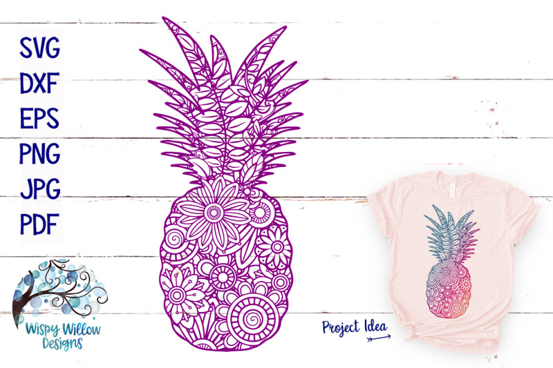 Download Pineapple Zentangle SVG | Summer SVG Cut File By Wispy Willow Designs | TheHungryJPEG.com