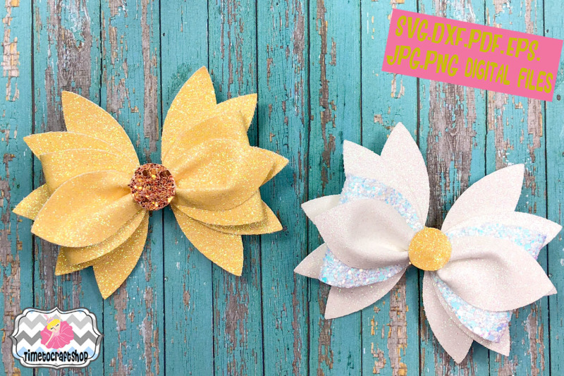 3D Daisy Hair Bow Template SVG, PNG, DXF, PDF, JPEG, EPS By