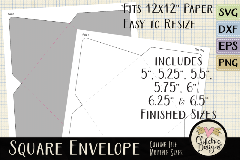Square Envelope SVG Cutting File Template, DXF, PNG, EPS ...