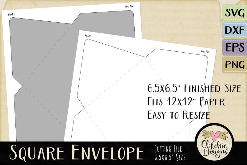 Square Envelope SVG Cutting File Template, DXF, PNG, EPS By Clikchic ...