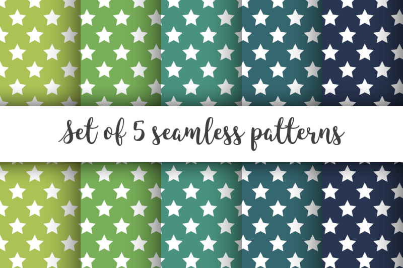 set-of-green-starry-seamless-pattern