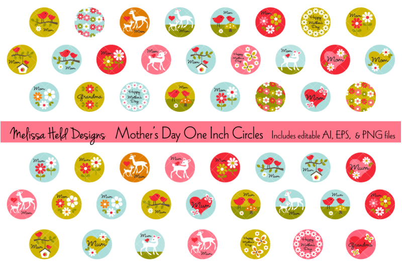 mothers-day-one-inch-circles