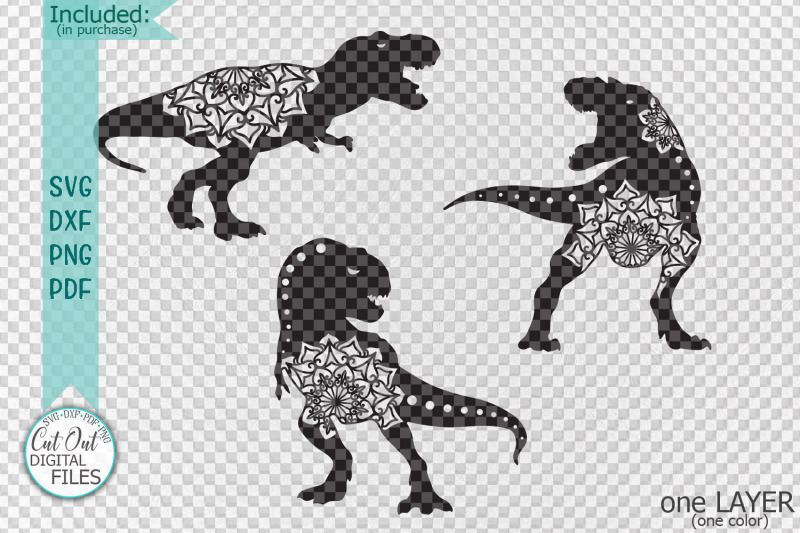 Mandala T Rex Dinosaurs Bundle Cut Out Svg Paper Laser Cut File By Kartcreation Thehungryjpeg Com