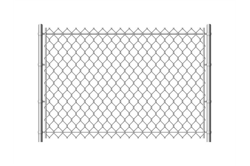 chain-link-fence-realistic-metal-mesh-fences-wire-construction-steel